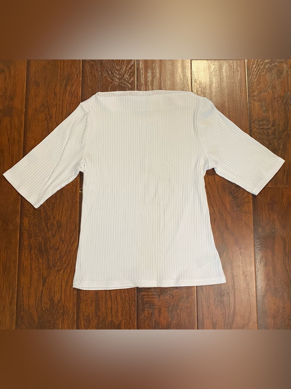 Old Navy White Ribbed Quarter-Sleeve Top